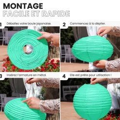 Lot de 12 Boules Japonaises Vert d'eau 30 cm