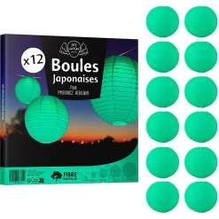 Lot de 12 Boules Japonaises Vert d'eau 30 cm