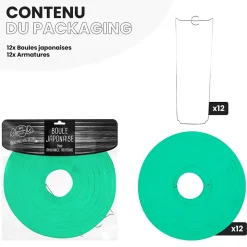 Lot de 12 Boules Japonaises Vert d'eau 30 cm
