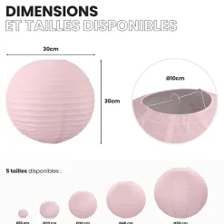 Lot de 12 Boules Japonaises Rose Pâle 30 cm