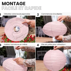 Lot de 12 Boules Japonaises Rose Pâle 30 cm