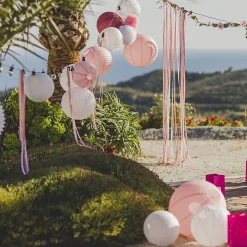 Lot de 12 Boules Japonaises Rose Pâle 30 cm