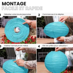Lot de 12 Boules Japonaises Turquoise 20 cm