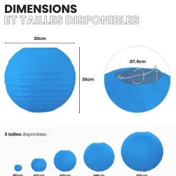 Lot de 12 Boules Japonaises Bleu Roi 20 cm