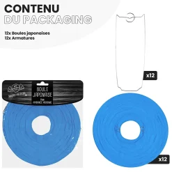 Lot de 12 Boules Japonaises Bleu Roi 20 cm