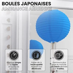 Lot de 12 Boules Japonaises Bleu Roi 40 cm