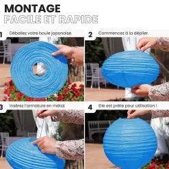 Lot de 12 Boules Japonaises Bleu Roi 40 cm