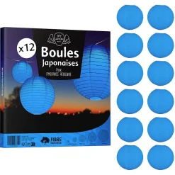 Lot de 12 Boules Japonaises Bleu Roi 40 cm