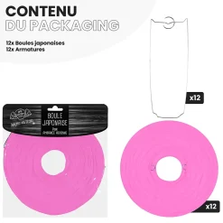 Lot de 12 Boules Japonaises Fuchsia 20 cm