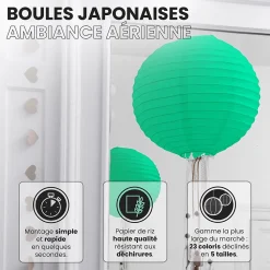 Lot de 12 Boules Japonaises Vert d'Eau 10 cm
