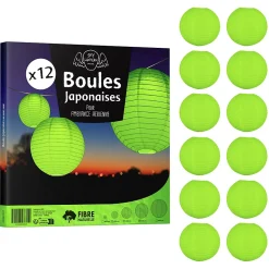 Lot de 12 Boules Japonaises Vert Anis 40 cm