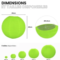 Lot de 12 Boules Japonaises Vert Anis 40 cm