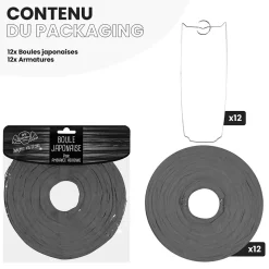 Lot de 12 Boules Japonaises Grises 20 cm