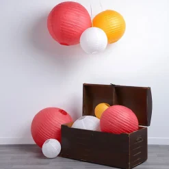 Lot de 12 Boules Japonaises Rouges 30 cm