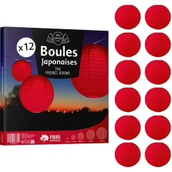 Lot de 12 Boules Japonaises Rouges 30 cm