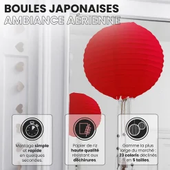 Lot de 12 Boules Japonaises Rouges 30 cm