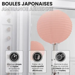 Lot de 12 Boules Japonaises Pêche 30 cm