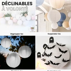 Lot de 12 Boules Japonaises Blanches 20 cm