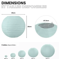 Lot de 12 Boules Japonaises Aquamarine 20 cm