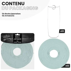 Lot de 12 Boules Japonaises Aquamarine 20 cm