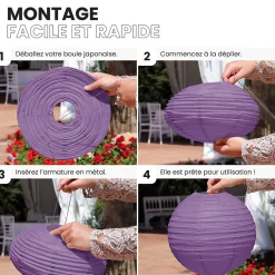 Lot de 12 Boules Japonaises Aubergine 40 cm