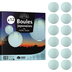 Lot de 12 Boules Japonaises Aquamarine 30 cm
