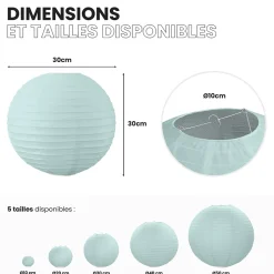 Lot de 12 Boules Japonaises Aquamarine 30 cm