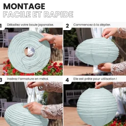 Lot de 12 Boules Japonaises Aquamarine 30 cm
