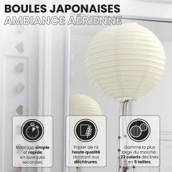 Lot de 12 Boules Japonaises Ivoire 30 cm