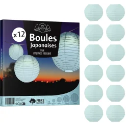 Lot de 12 Boules Japonaises Aquamarine 10 cm