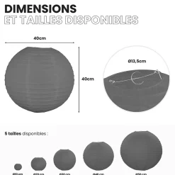 Lot de 12 Boules Japonaises Grises 40 cm