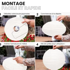 Lot de 12 Boules Japonaises Blanches 10 cm