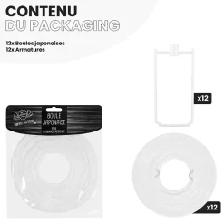 Lot de 12 Boules Japonaises Blanches 10 cm