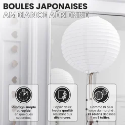 Lot de 12 Boules Japonaises Blanches 10 cm