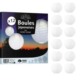 Lot de 12 Boules Japonaises Blanches 10 cm