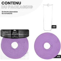 Lot de 12 Boules Japonaises Aubergine 30 cm