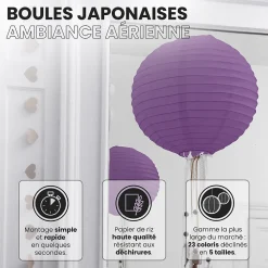 Lot de 12 Boules Japonaises Aubergine 30 cm