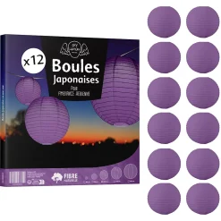 Lot de 12 Boules Japonaises Aubergine 30 cm
