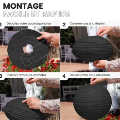 Lot de 12 Boules Japonaises Noires 10 cm