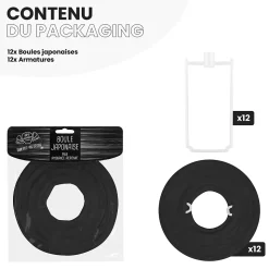 Lot de 12 Boules Japonaises Noires 10 cm