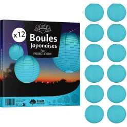 Lot de 12 Boules Japonaises Turquoise 40 cm