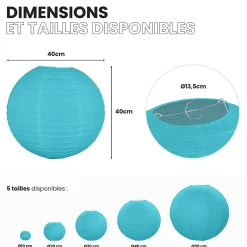 Lot de 12 Boules Japonaises Turquoise 40 cm