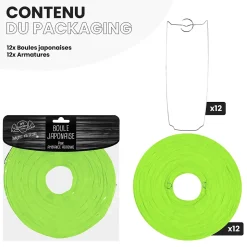 Lot de 12 Boules Japonaises Vert Anis 20 cm