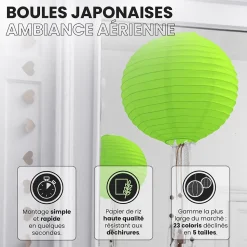 Lot de 12 Boules Japonaises Vert Anis 20 cm