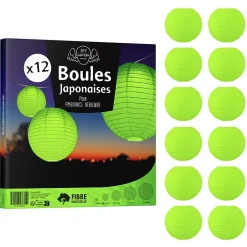 Lot de 12 Boules Japonaises Vert Anis 20 cm