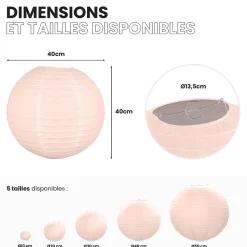 Lot de 12 Boules Japonaises Rose Saumon 40 cm