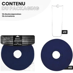 Lot de 12 Boules Japonaises Bleu Navy 30 cm