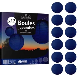 Lot de 12 Boules Japonaises Bleu Navy 30 cm