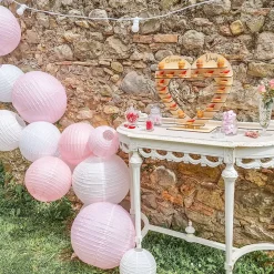 Lot de 12 Boules Japonaises Rose Gold Pois 30 cm