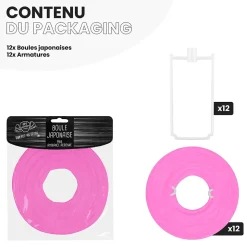 Lot de 12 Boules Japonaises Fuchsia 10 cm